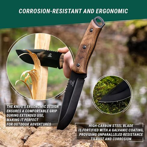 سكين BeaverCraft Bushcraft كامل من الفولاذ الكربوني BSH4 Dusk - سكين تخييم بشفرة ثابتة مع غمد للحزام - أدوات سكاكين التنزه سيرًا على الأقدام والبقاء على قيد الحياة معدات Bushcraft in Saudi Arabia