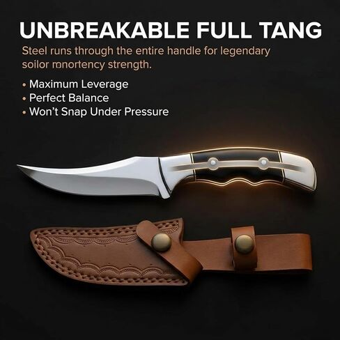 MAZEDAZE Fixed Blade Hunting Knife with Sheath — 8-Inch Full Tang Stainless Steel Blade, Ergonomic Non-Slip Handle, Field Dressing & Skinning Knife for Hunting, Camping & Outdoor Use in Saudi Arabia