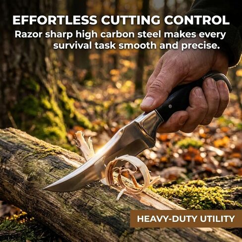 MAZEDAZE Fixed Blade Hunting Knife with Sheath — 8-Inch Full Tang Stainless Steel Blade, Ergonomic Non-Slip Handle, Field Dressing & Skinning Knife for Hunting, Camping & Outdoor Use in Saudi Arabia