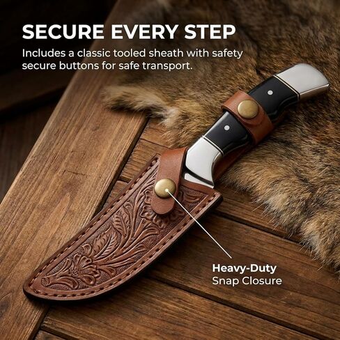 MAZEDAZE Fixed Blade Hunting Knife with Sheath — 8-Inch Full Tang Stainless Steel Blade, Ergonomic Non-Slip Handle, Field Dressing & Skinning Knife for Hunting, Camping & Outdoor Use in Saudi Arabia