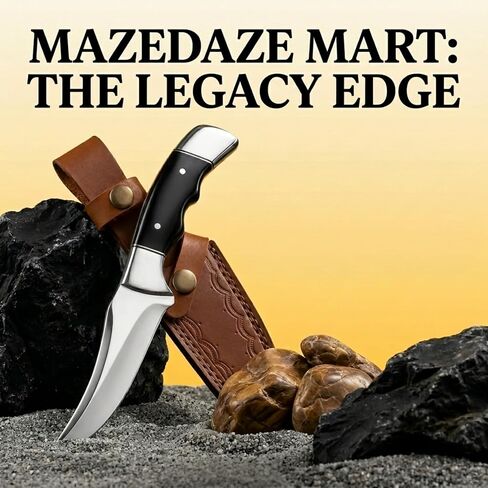 MAZEDAZE Fixed Blade Hunting Knife with Sheath — 8-Inch Full Tang Stainless Steel Blade, Ergonomic Non-Slip Handle, Field Dressing & Skinning Knife for Hunting, Camping & Outdoor Use in Saudi Arabia