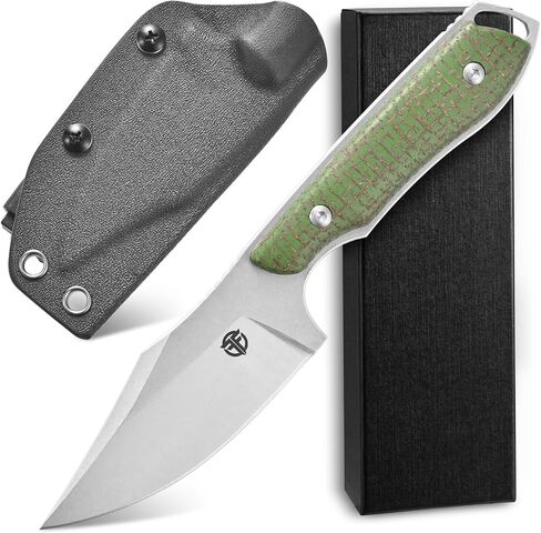 FF111 Fixed Blade Knife, 14C28N Black Stonewashed Steel Blade Carbon Fiber Handle Full Tang Knife with Sheath for Outdoor Camping Hunting Working (Black) in Saudi Arabia