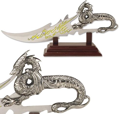 سكين MASTER USA Fantasy Dragon مع حامل عرض خشبي أو غمد (فضي) in Saudi Arabia