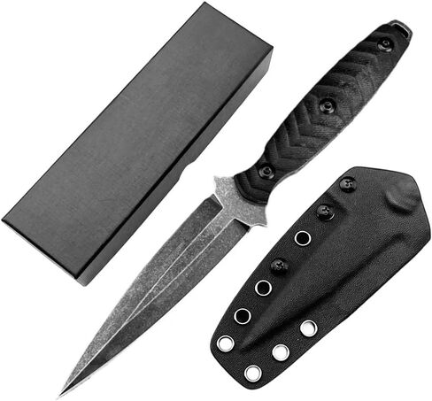 8.07inch Fixed Blade Knife with K Sheath, 440c Steel Blade, G10 Handle, Outdoor Full Tang Knife for Camping, Hiking, Fishing in Saudi Arabia