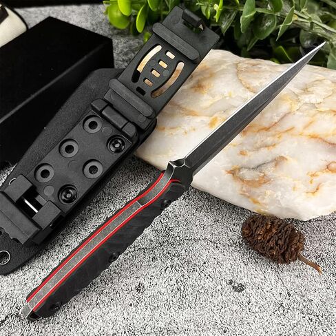 8.07inch Fixed Blade Knife with K Sheath, 440c Steel Blade, G10 Handle, Outdoor Full Tang Knife for Camping, Hiking, Fishing in Saudi Arabia