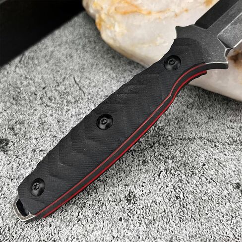 8.07inch Fixed Blade Knife with K Sheath, 440c Steel Blade, G10 Handle, Outdoor Full Tang Knife for Camping, Hiking, Fishing in Saudi Arabia