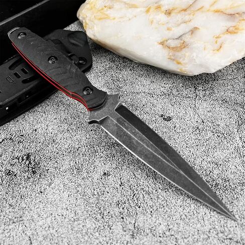 8.07inch Fixed Blade Knife with K Sheath, 440c Steel Blade, G10 Handle, Outdoor Full Tang Knife for Camping, Hiking, Fishing in Saudi Arabia