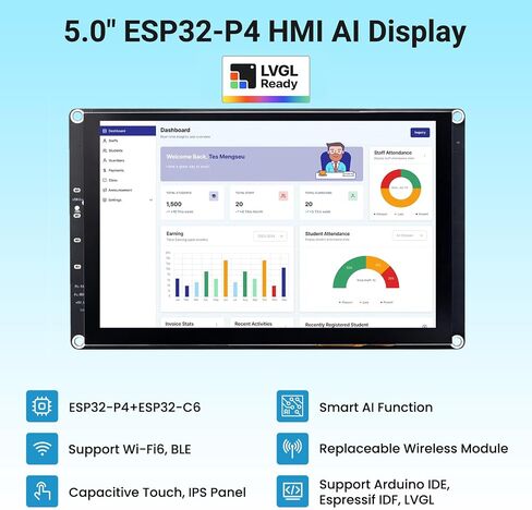 5 Inch ESP32-P4 Display, 800x480 Touch Screen Development Board in Saudi Arabia