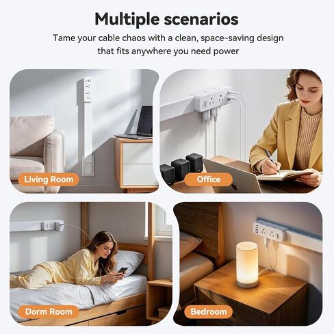 Outlet Extender Stick, 360° Rotating Wall Outlet Expander with 22-35" Extendable Base, 10-in-1 Power Strip Stick with 6 AC Outlets, 4 USB Ports (2 USB-C), Flat Plug for Behind Couch, Home, Office in Saudi Arabia