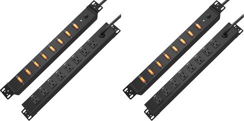 HHSOET 8 Outlet PDU Power Strip, 1U Rack Surge Protection, 6FT, Black, 1 in Saudi Arabia