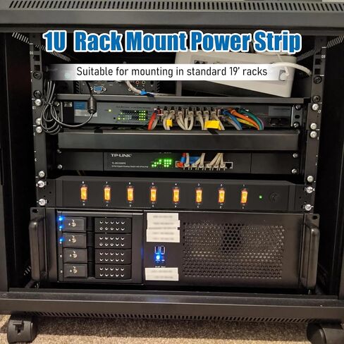 HHSOET 8 Outlet PDU Power Strip, 1U Rack Surge Protection, 6FT, Black, 1 in Saudi Arabia