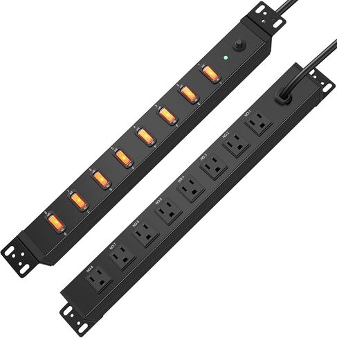 HHSOET 8 Outlet PDU Power Strip, 1U Rack Surge Protection, 6FT, Black, 1 in Saudi Arabia