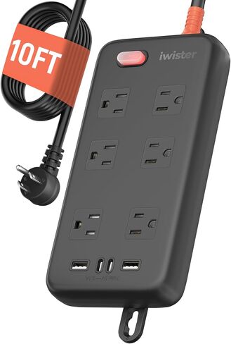 Outdoor Waterproof Power Strip IPX6, 6FT Extension Cord with 6 AC & 4 USB in Saudi Arabia