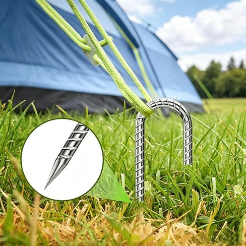 12 Inch 5/16" Rebar Stakes 8-Pack, Heavy Duty J-Hook Tent Stakes, Galvanized Steel Ground Anchors for Camping, Garden, Yard, Trampoline and Fence in Saudi Arabia