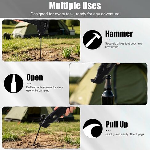 BOXOB 8pcs Tent Stakes with Hammer, Camping Tent Hammer and Peg Set in Saudi Arabia
