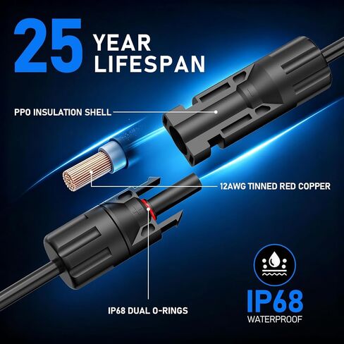 Solar Y Branch Connectors, 27in 2-to-4 Parallel Adapter Cable in Saudi Arabia
