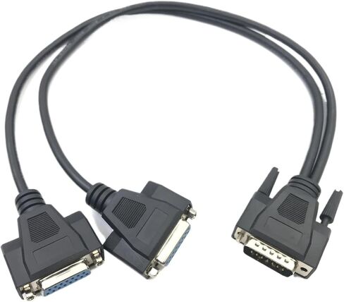 كابل بيانات DB15 ON/E Point Two 1 إشارة جميع التدريع النحاسي مخصص 15PIN إلى DB15 ذكر إلى 2 أنثى 0.5 متر 1 متر 2 متر (1 متر) in Saudi Arabia