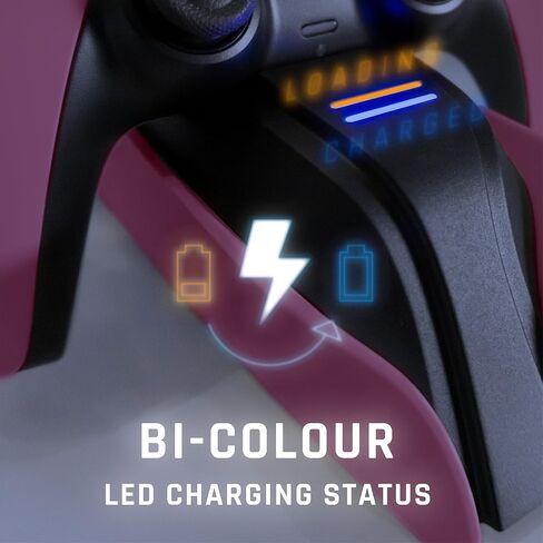 Snakebyte Twin Charge Dual Charger for PlayStation 5 - Charging Station for DualSense Controllers – Fast Charger for 2 PS5 Wireless Controllers - Type-C Cable, LED Charge Status Display in Saudi Arabia