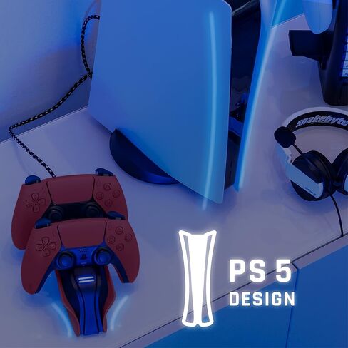 Snakebyte Twin Charge Dual Charger for PlayStation 5 - Charging Station for DualSense Controllers – Fast Charger for 2 PS5 Wireless Controllers - Type-C Cable, LED Charge Status Display in Saudi Arabia