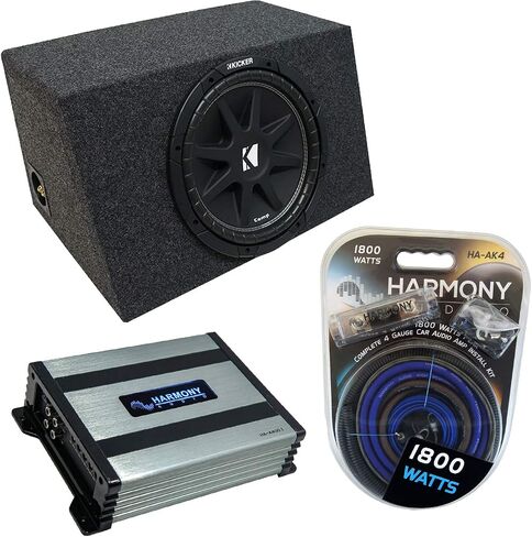 Harmony Audio Universal Car Stereo Hatchback مختومة واحدة 12 "Kicker Bundle Comp C12 Sub Box Enclosure & Harmony HA-A400.1 Amp in Saudi Arabia