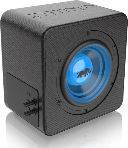LED 8" Subwoofer Deep Bass System, High Level Inputs, Heavy-Duty Enclosure, Rugged Weather-Resistant Design - Includes Wiring Kit, Mounting Hardware and Quick Start Guide, w/Aux Cable in Saudi Arabia