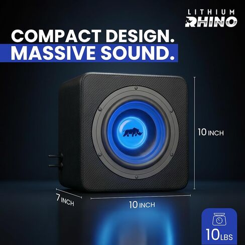 LED 8" Subwoofer Deep Bass System, High Level Inputs, Heavy-Duty Enclosure, Rugged Weather-Resistant Design - Includes Wiring Kit, Mounting Hardware and Quick Start Guide, w/Aux Cable in Saudi Arabia