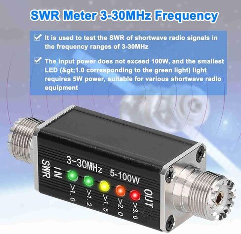 3 to 30MHz LED SWR Meter, Shortwave Standing Indicator with 5 LEDs, RF Powered, Compact Design for Radio Enthusiasts in Saudi Arabia