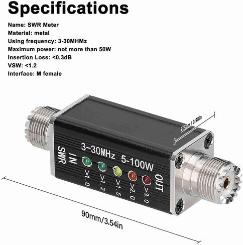 3 to 30MHz LED SWR Meter, Shortwave Standing Indicator with 5 LEDs, RF Powered, Compact Design for Radio Enthusiasts in Saudi Arabia