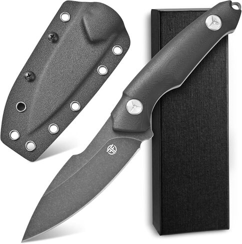 FF110 Fixed Blade Knife, K110 Black Stonewashed Steel G10 Handle Full Tang Knife with Kydex Sheath for Outdoor Camping Hunting Working (Black) in Saudi Arabia