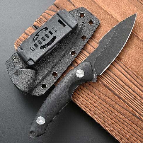 FF110 Fixed Blade Knife, K110 Black Stonewashed Steel G10 Handle Full Tang Knife with Kydex Sheath for Outdoor Camping Hunting Working (Black) in Saudi Arabia