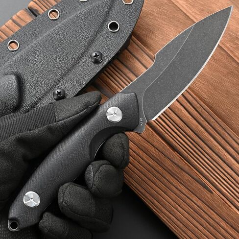 FF110 Fixed Blade Knife, K110 Black Stonewashed Steel G10 Handle Full Tang Knife with Kydex Sheath for Outdoor Camping Hunting Working (Black) in Saudi Arabia