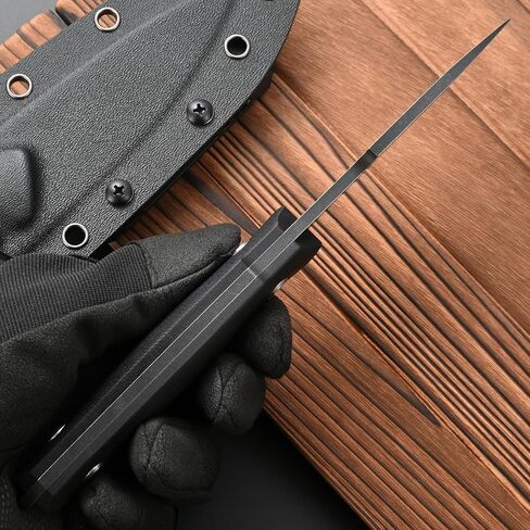 FF110 Fixed Blade Knife, K110 Black Stonewashed Steel G10 Handle Full Tang Knife with Kydex Sheath for Outdoor Camping Hunting Working (Black) in Saudi Arabia