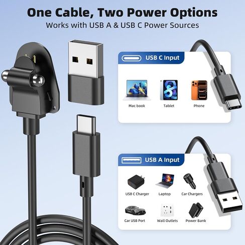 USB C Charging Cable + C to A Adapter for RayBan Meta & Oakley HSTN Glasses in Saudi Arabia