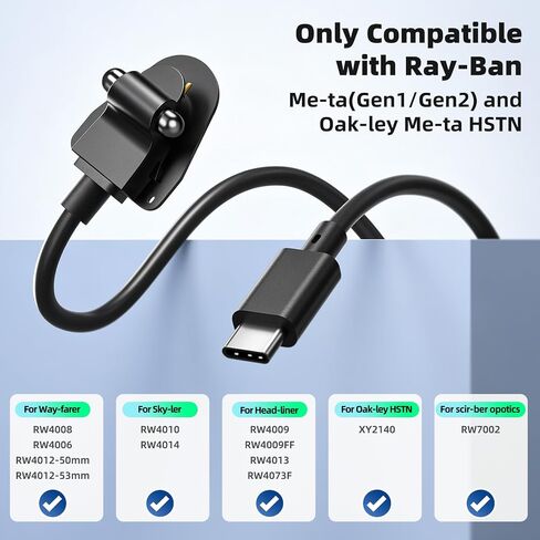 USB C Charging Cable + C to A Adapter for RayBan Meta & Oakley HSTN Glasses in Saudi Arabia