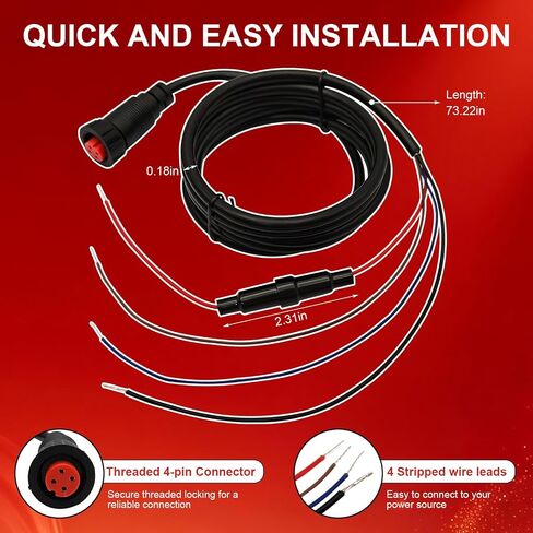 010-12445-00 4-Pin Threaded Power Data Cable, 6FT Replacement Transducer Cord Compatible with Garmin echoMAP Chirp/Plus/UHD, GPSMAP, Panoptix Ice Fishing Bundle in Saudi Arabia