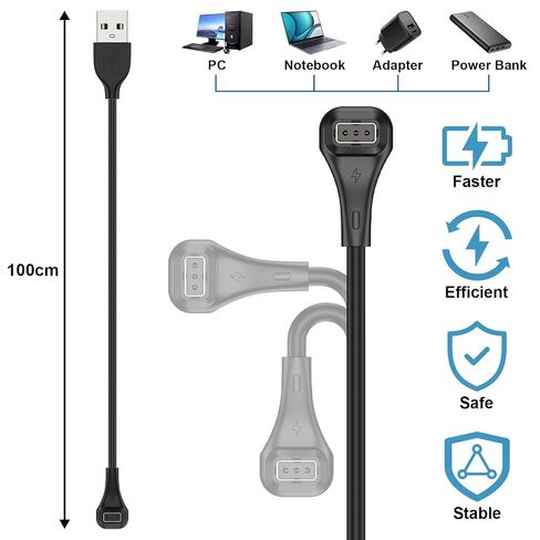 شاحن Amzpas لـ Coros Pace 4/ Apex 4/ Pace Pro/Nomad، سلك كابل شحن USB A+USB C بديل لـ Coros Pace 4، APEX 4، Pace Pro، Nomad Sport Watch 100 سم، عبوتان in Kuwait