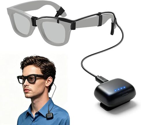 شاحن محمول يمكن ارتداؤه لـ Ray-Ban Meta Gen 1 & Gen 2، Wayfarer، Skyler، Headliner، Oakley Meta HSTN، بنك طاقة ممتد للشحن السريع لملحقات نظارات Meta، ما يصل إلى 3.8 شحنات كاملة in Saudi Arabia