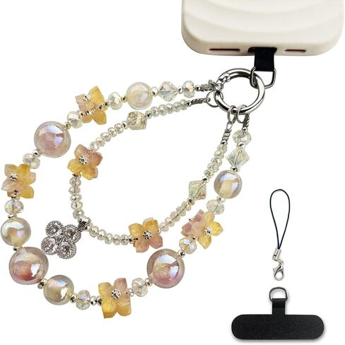 Flower Crystal Beaded Phone Charm phone lanyard keychain for Women in Saudi Arabia