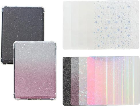 12-Pack E-Reader Inserts for 6.8-7 Inch Clear Case Back, 4 Iridescent, 2 Holographic, 2 Glittery and 4 Clear Decorative Skins, 7" E-Reader Decor Decoration Accessories in Saudi Arabia
