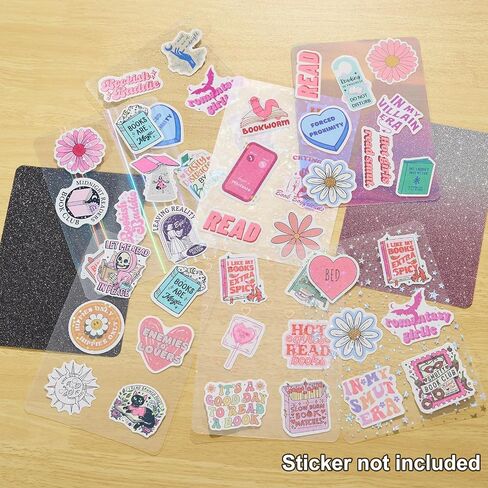 12-Pack E-Reader Inserts for 6.8-7 Inch Clear Case Back, 4 Iridescent, 2 Holographic, 2 Glittery and 4 Clear Decorative Skins, 7" E-Reader Decor Decoration Accessories in Saudi Arabia
