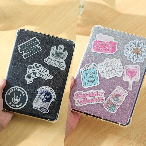 12-Pack E-Reader Inserts for 6.8-7 Inch Clear Case Back, 4 Iridescent, 2 Holographic, 2 Glittery and 4 Clear Decorative Skins, 7" E-Reader Decor Decoration Accessories in Saudi Arabia