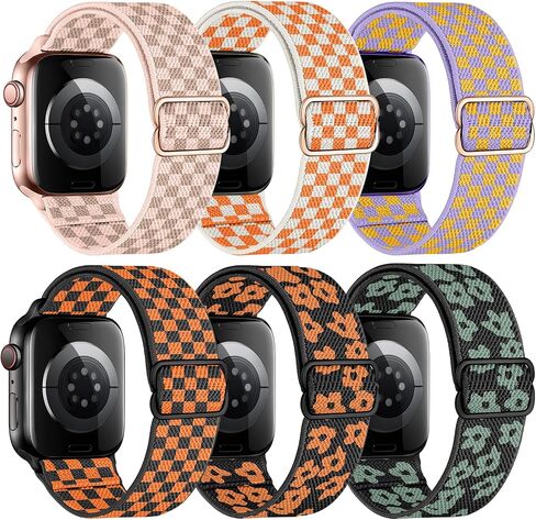 MITEV 6 Pack Stretchy Solo Loop Compatible with Apple Watch Band 38mm 40mm 41mm 42mm 44mm 46mm 45mm 49mm Women,Soft Nylon Elastic Braided Strap Wristband for iWatch Series 11 10 9 8 7 6 5 4 3 Ultra/SE in Kuwait