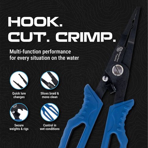 Reaction Tackle 7 Piece Fishing Tool Kit, Fillet Knife and Sharpener, Fishing Pliers, Braid Scissors, Floating Lip Gripper, Hook Remover and Lanyard, Stainless Steel for Saltwater and Freshwater in Saudi Arabia
