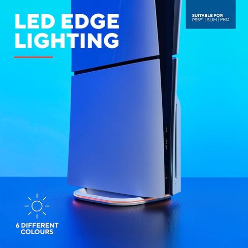 حامل Trust GXT 229 PS5 لجهاز PlayStation 5 / PS5 Pro/Slim، حامل رأسي مع إضاءة حافة LED مع 6 ألوان ودورة تنفس، حامل وحدة التحكم مع برغي متضمن، أبيض in Saudi Arabia