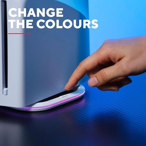 حامل Trust GXT 229 PS5 لجهاز PlayStation 5 / PS5 Pro/Slim، حامل رأسي مع إضاءة حافة LED مع 6 ألوان ودورة تنفس، حامل وحدة التحكم مع برغي متضمن، أبيض in Saudi Arabia