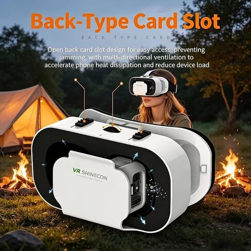 VR Headset for iPhone & Android Phone,3D Virtual Reality Glasses–HD Wide Angle Lens,Adjustable Pupil & Object Distance,Compatible with 4.7-7.2 Inch Smartphones for Movies & Games in Saudi Arabia