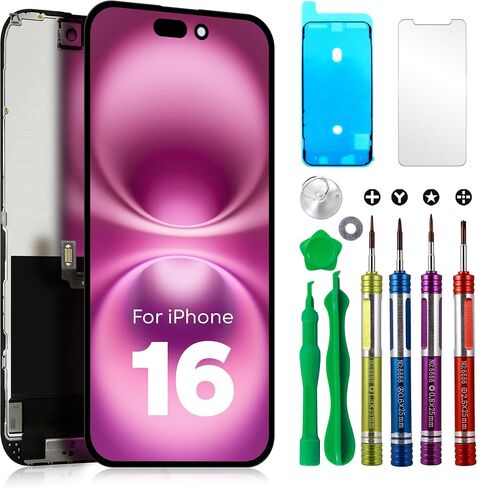 iPhone 16 Pro Screen Replacement 6.3" Repair Kit with Tools, Easy Install, Restore Clear Display & Smooth Touch, Supports True Tone & Face ID, Compatible A3083 A3292 A3294 A3293 in Saudi Arabia