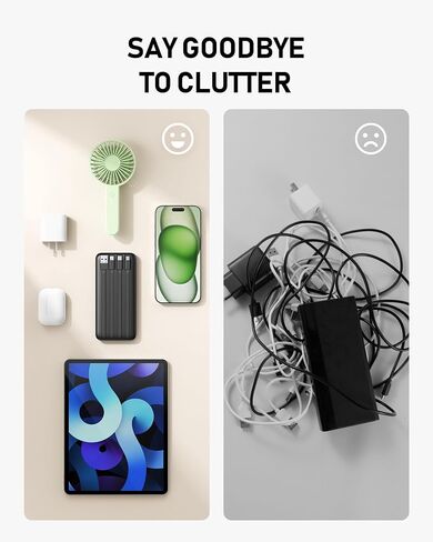 charmast Portable Charger Built-in Cables, 10000mAh Slim Power Bank Pocket in Saudi Arabia