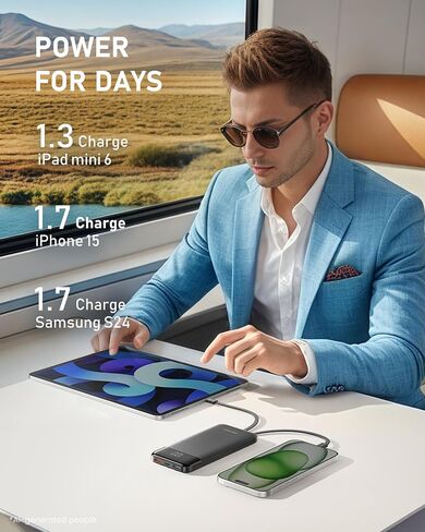 charmast Portable Charger Built-in Cables, 10000mAh Slim Power Bank Pocket in Saudi Arabia