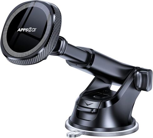 APPS2Car لحامل هاتف السيارة MagSafe لهاتف iPhone، حامل لوحة القيادة المغناطيسي للزجاج الأمامي مع ذراع تلسكوبي وكوب شفط قوي، متوافق مع حافظات iPhone 17/16/15/14/13/12 MagSafe in Saudi Arabia